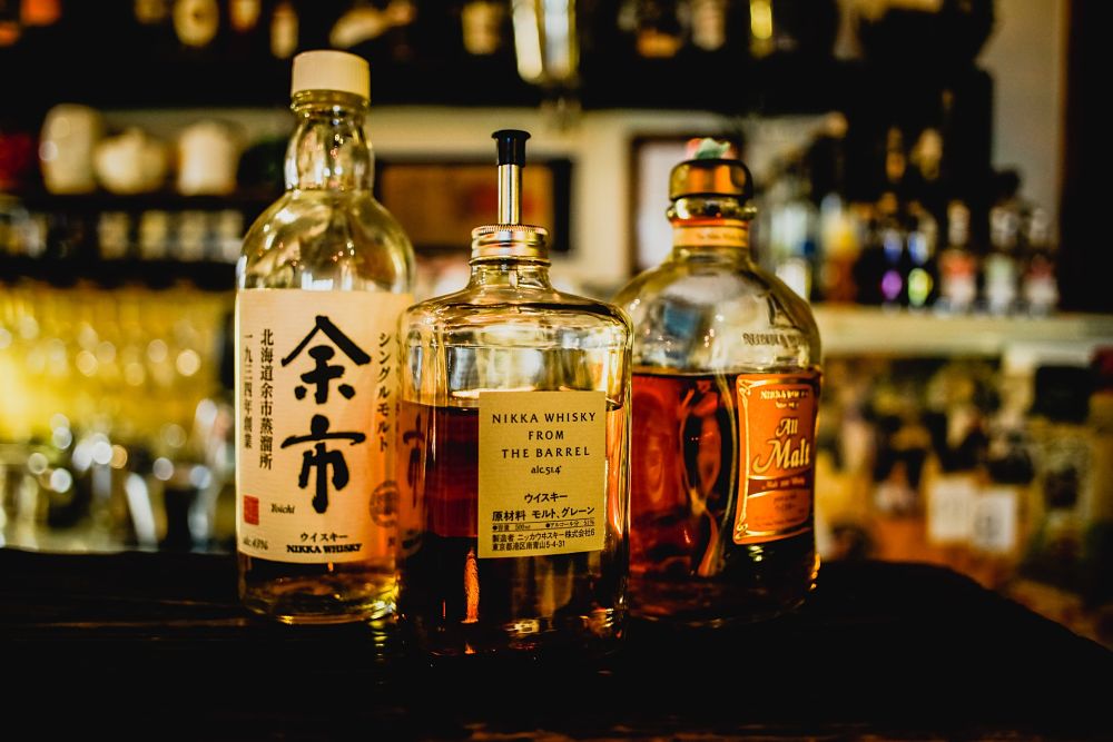 Bottles of Japanese alchohol
