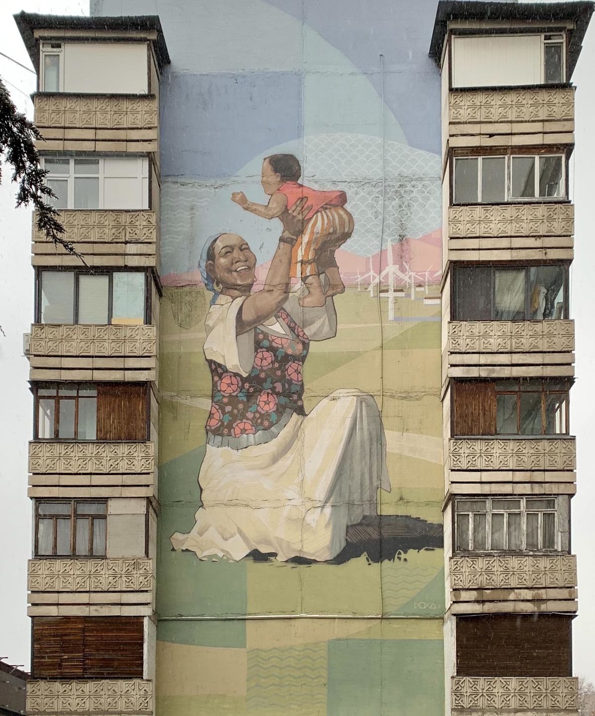 art on a building in Almaty