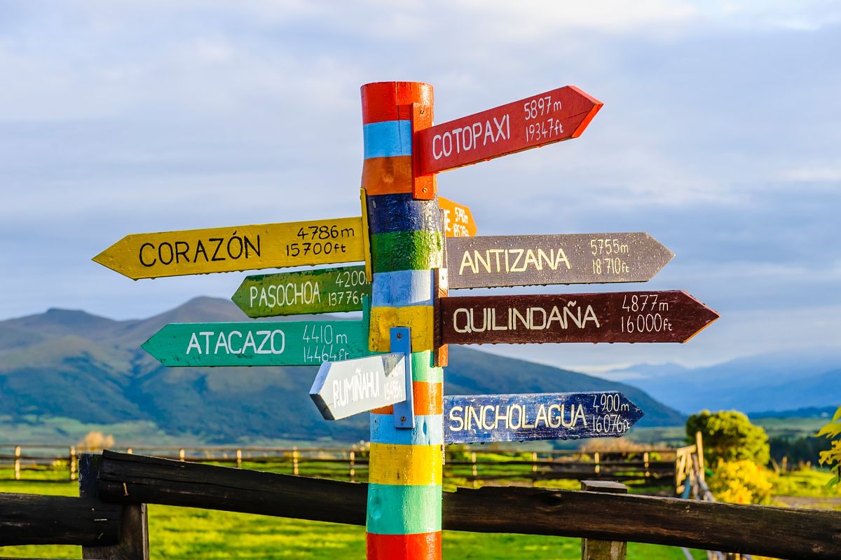 colorful road sign ecuador