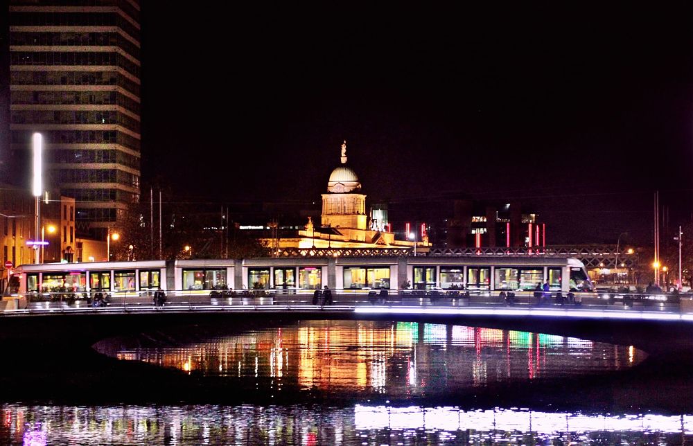 River in Dublin at night