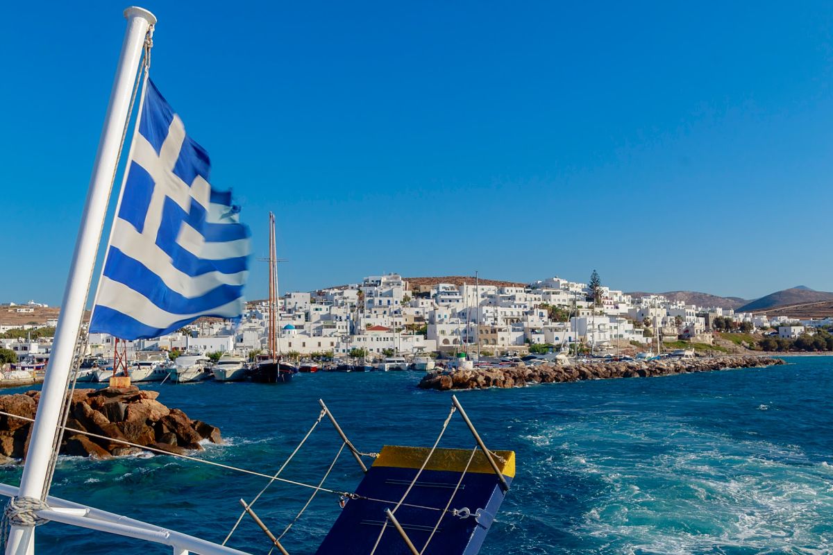 greek flag on boat