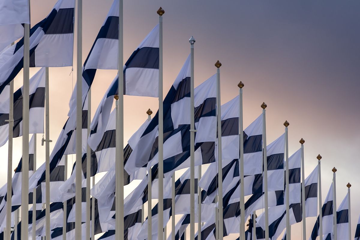 lots of finnish flags