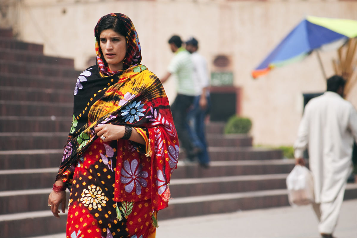 pakistani woman in red