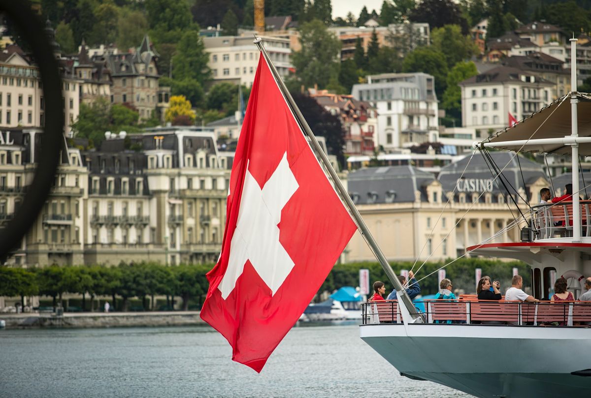 swiss flag on boat