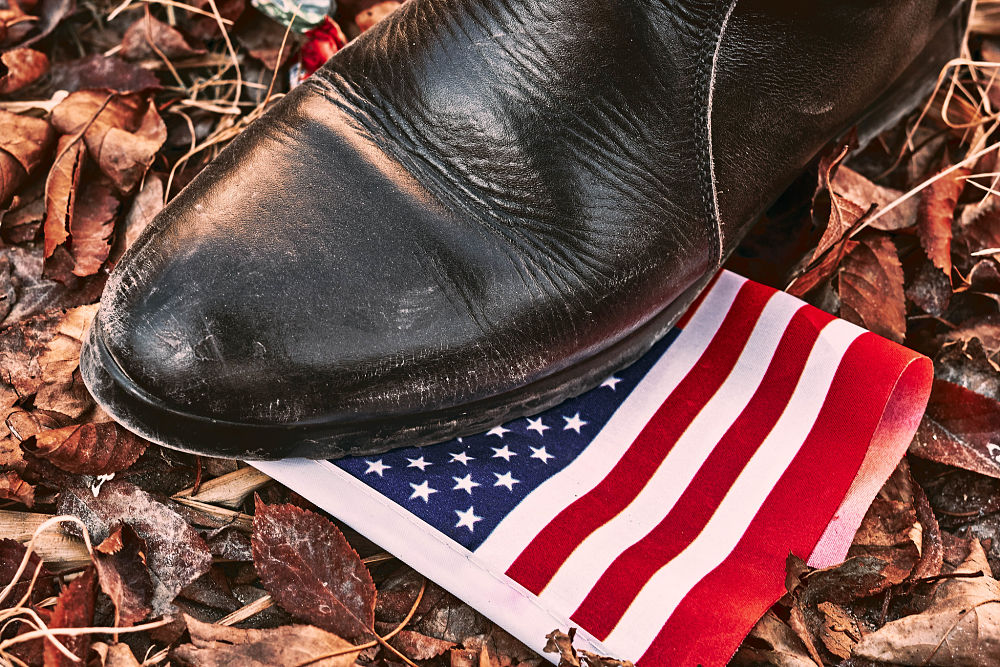 shoe on usa flag