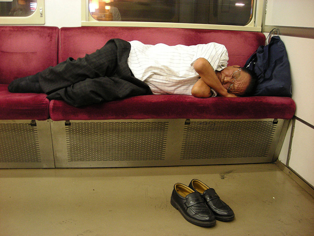 sleeping commuter japan