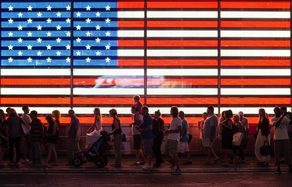 timesSQ us flag lights