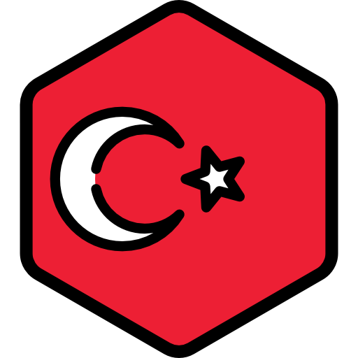 Icon of the Turkish Flag with red background and white crescent moon and star